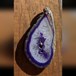 Large Purple Agate Slice Pendant